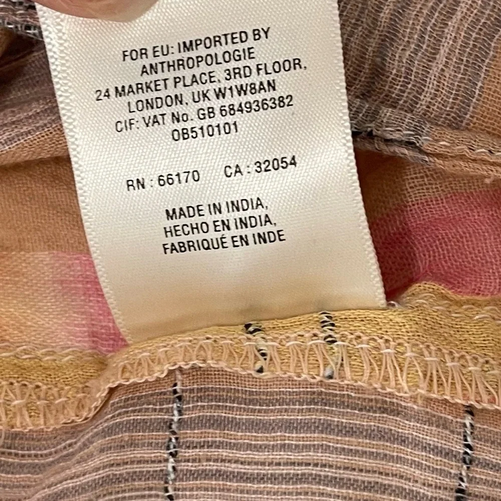 Anthropologie Holding Horses Orange Pink Plaid Faye Tank Top Size 0 - Picture 7 of 7